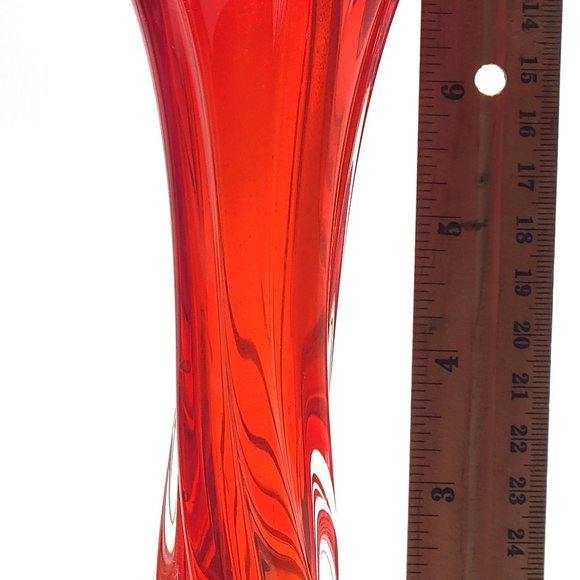 Ruby Red & Clear Hand-blown Vase - Picture 6 of 7